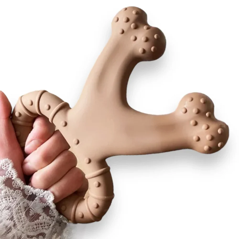Talking Dog Club Tug-N-Pull Nylon Bone Heavy Chew Toy for Dogs (Brown) - Image 5