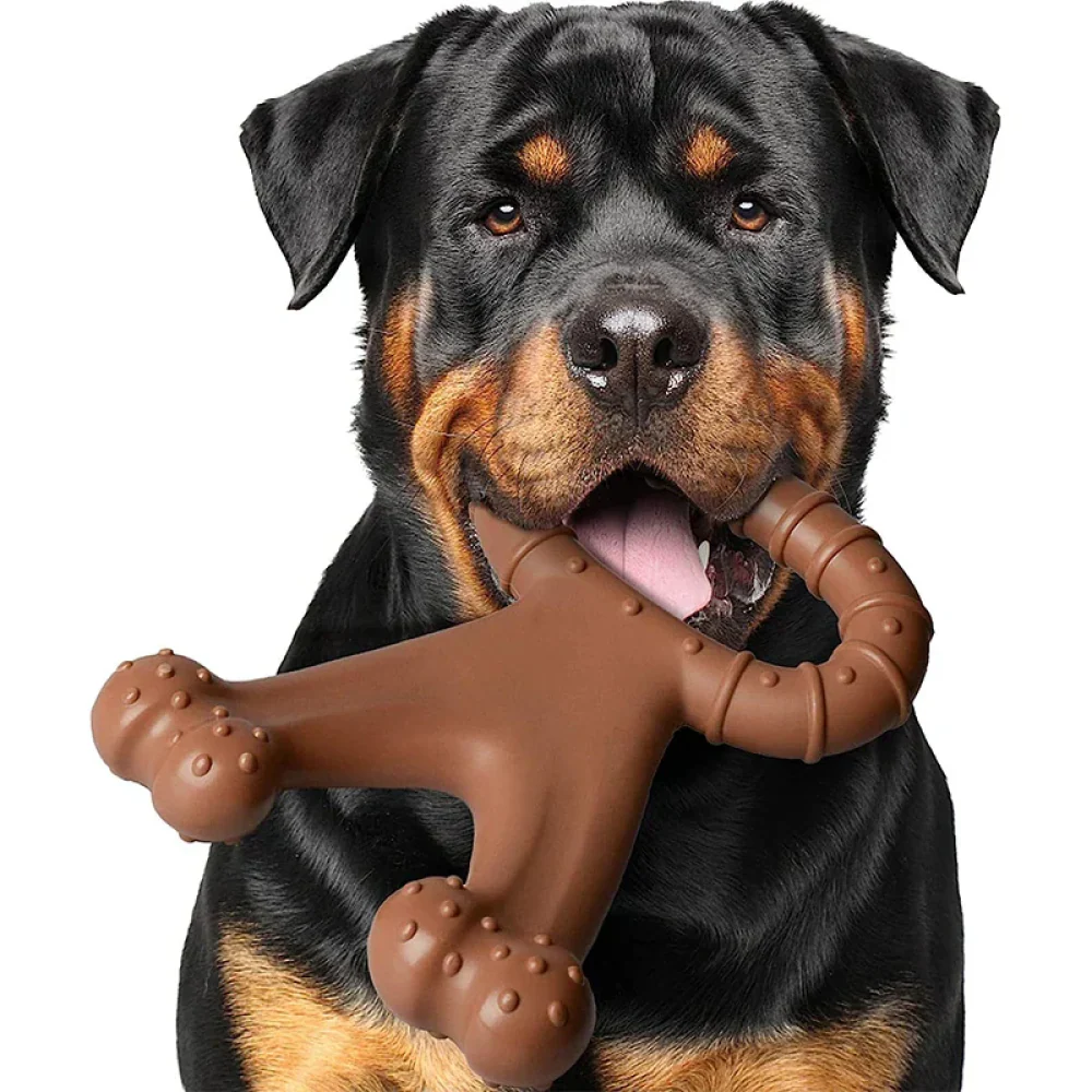 Talking Dog Club Tug-N-Pull Nylon Bone Heavy Chew Toy for Dogs (Brown) - Image 6