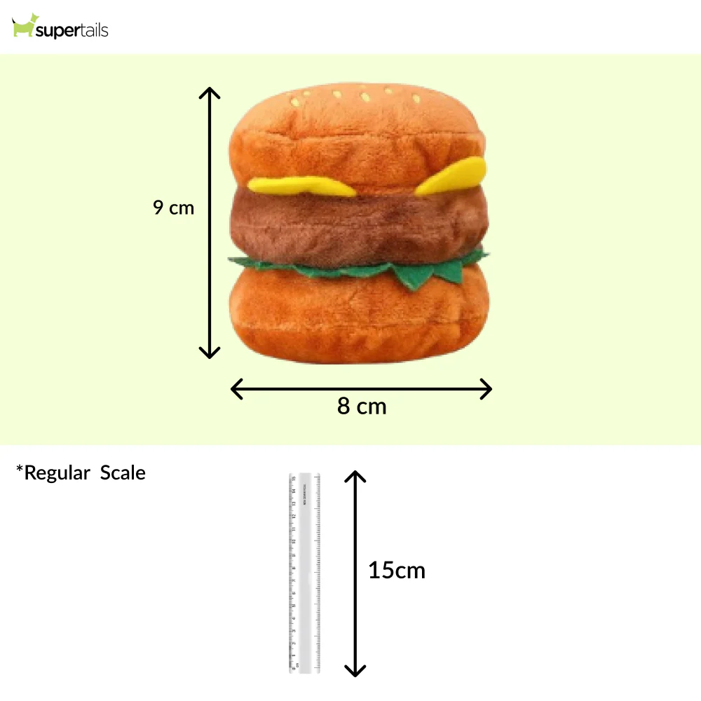 Talking Dog Club Ham Burger Plush Toy for Dogs (Brown) - Image 2