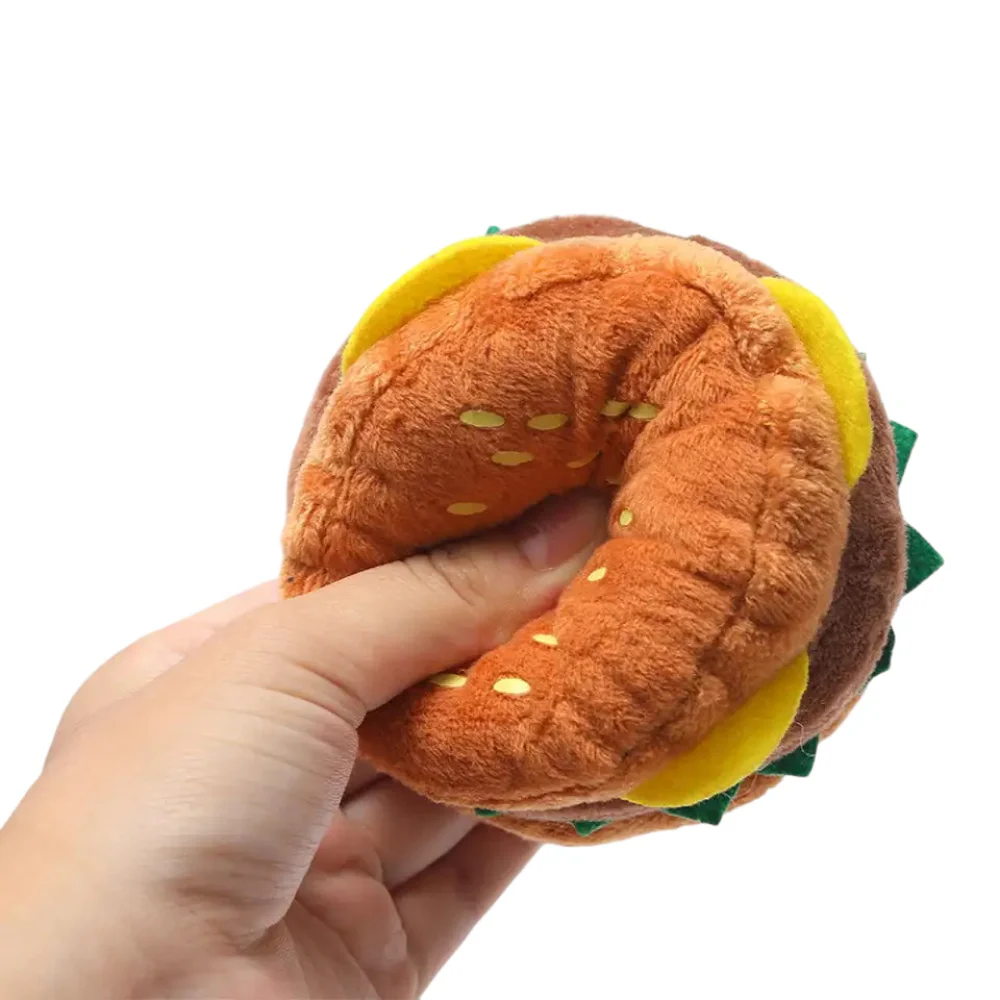 Talking Dog Club Ham Burger Plush Toy for Dogs (Brown) - Image 4