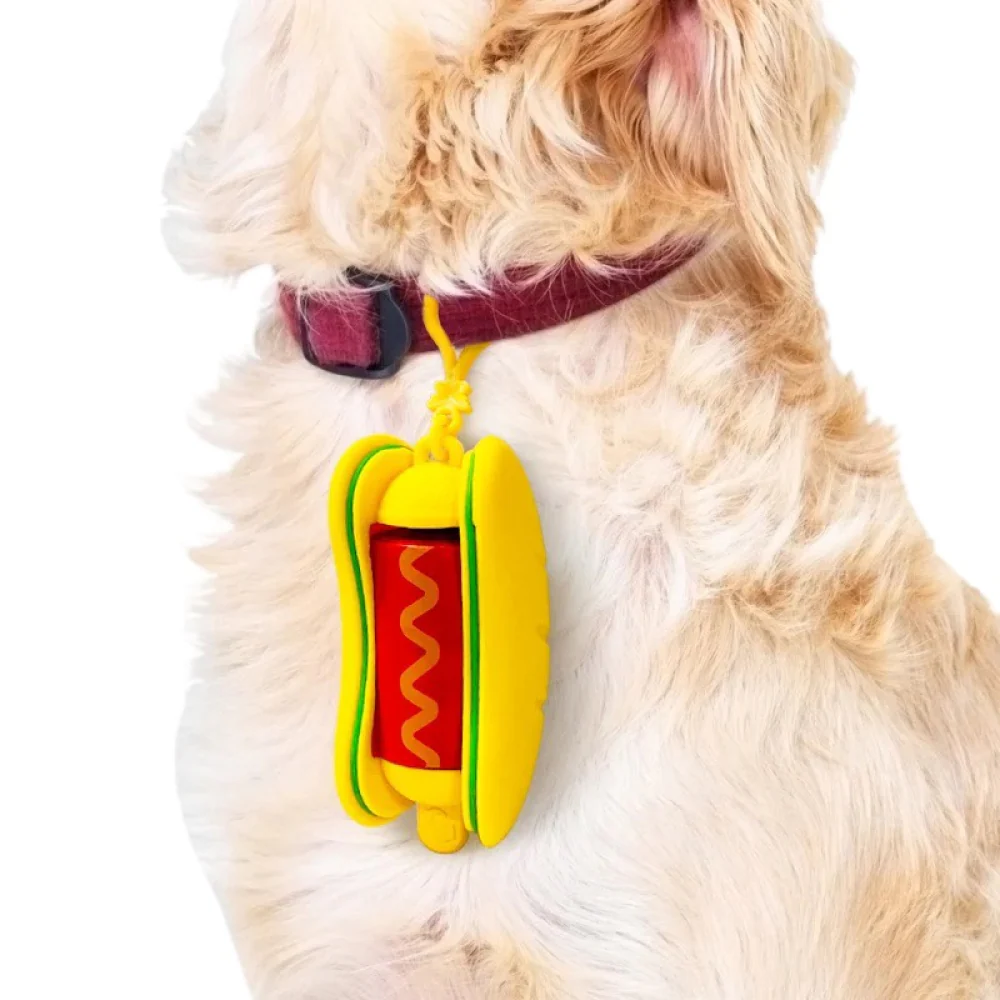 Talking Dog Club Hot Dog Poop Bag Dispenser for Dogs (Yellow/Red) - Image 2