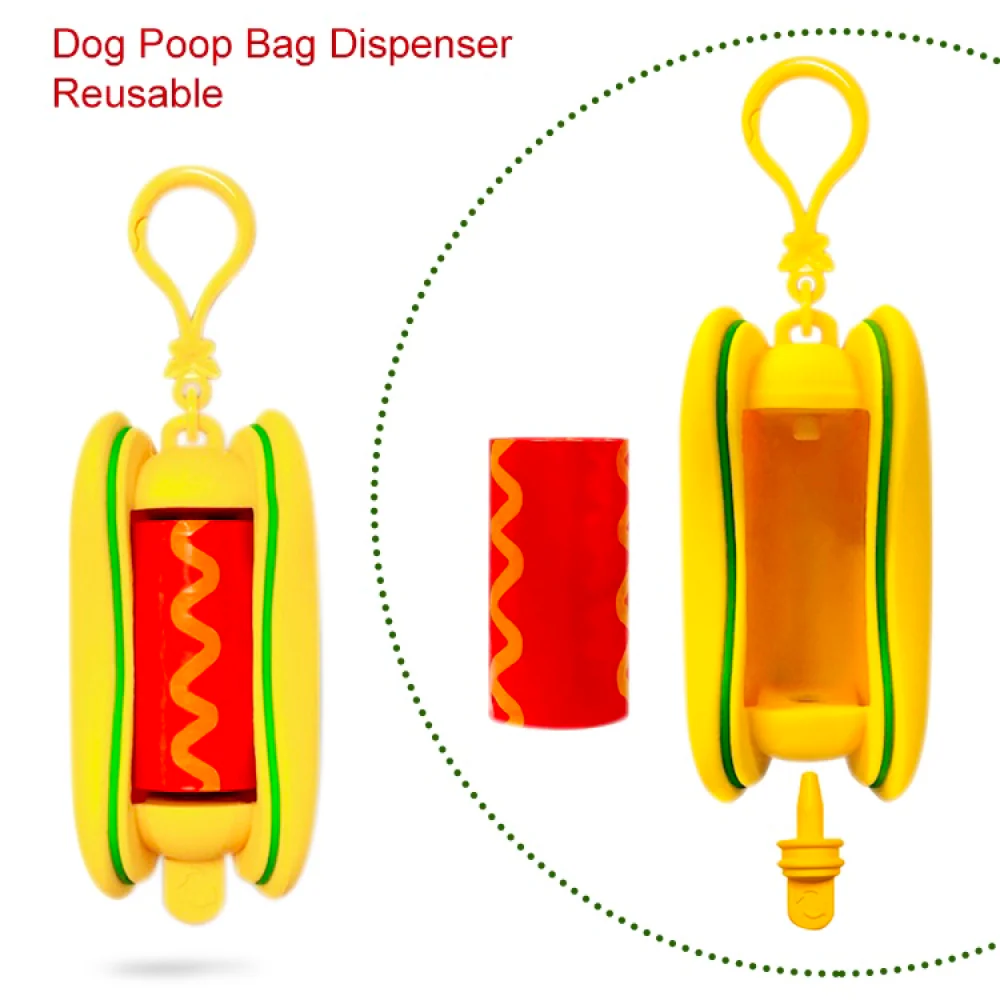 Talking Dog Club Hot Dog Poop Bag Dispenser for Dogs (Yellow/Red) - Image 4
