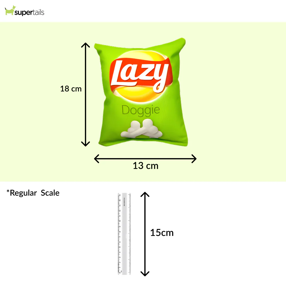 Talking Dog Club Lazy Green Zero Calories Chips Plush Toy for Dogs (Green) - Image 2