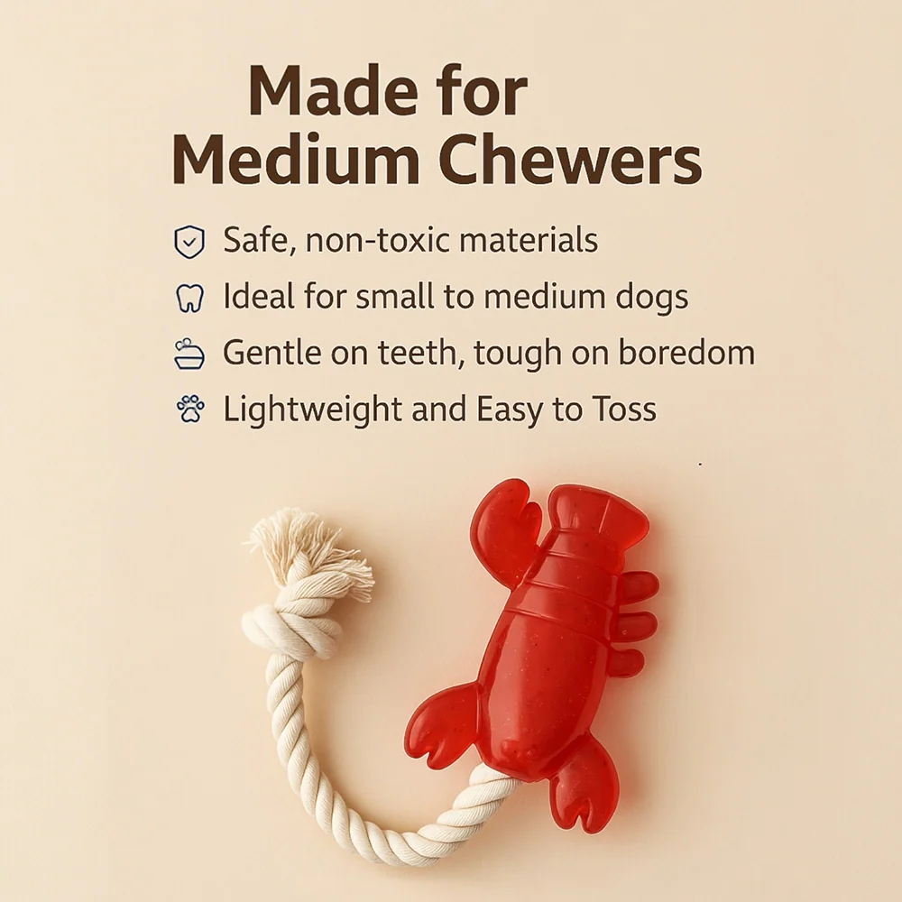 Talking Dog Club Lobster with Rope Treat Dispenser Toy for Dogs (Red) - Image 6