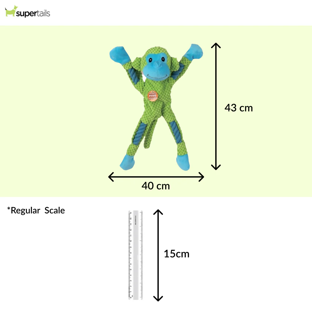 Talking Dog Club Monkey on Ropes with Multiple Squeaker Toy for Dogs (Green) - Image 2