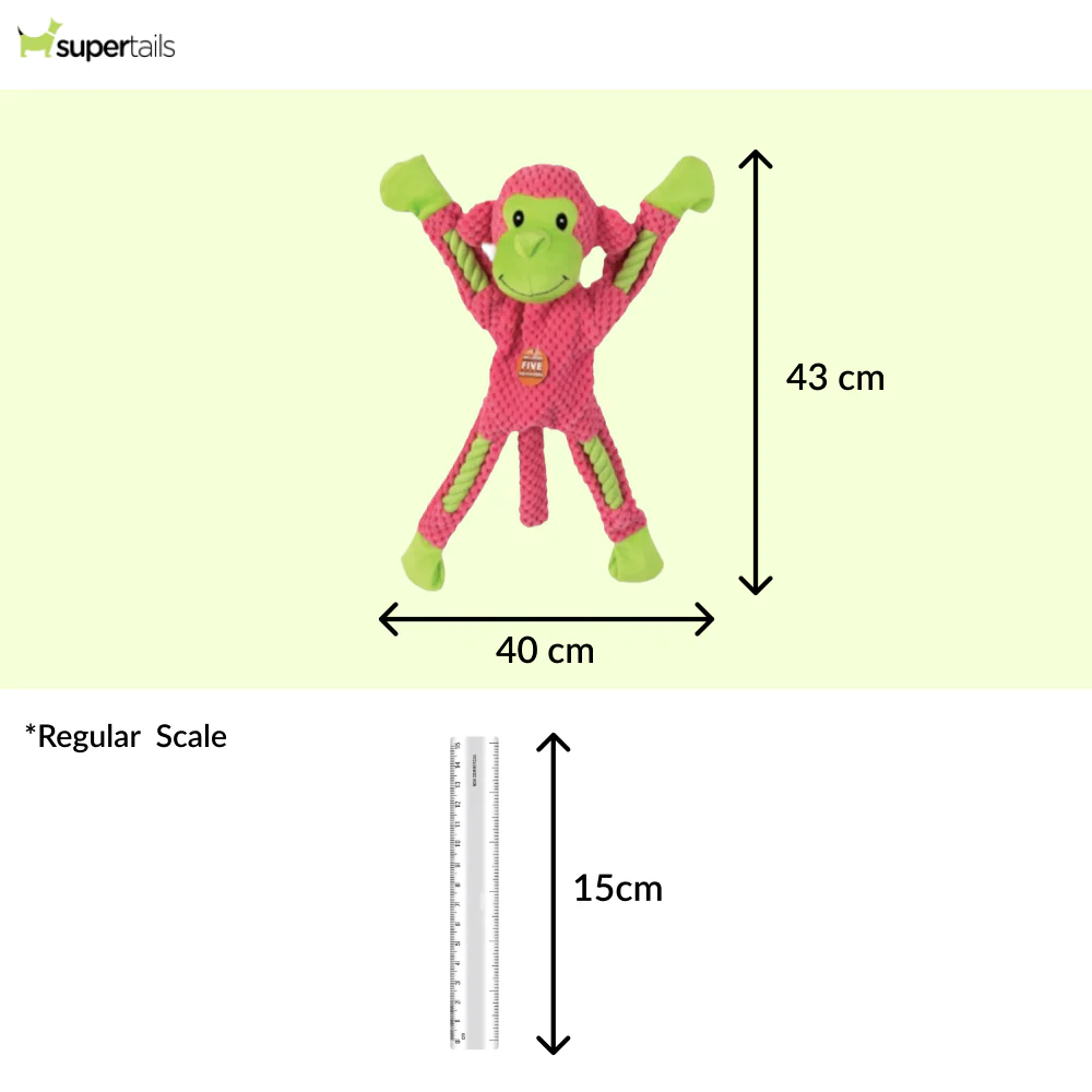 Talking Dog Club Monkey on Ropes with Multiple Squeaker Toy for Dogs (Pink) - Image 2