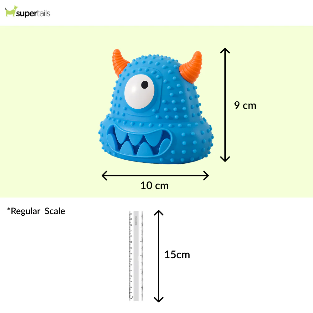 Talking Dog Club Monster Head Tough Rubber Chew Toy for Dogs (Blue) - Image 2