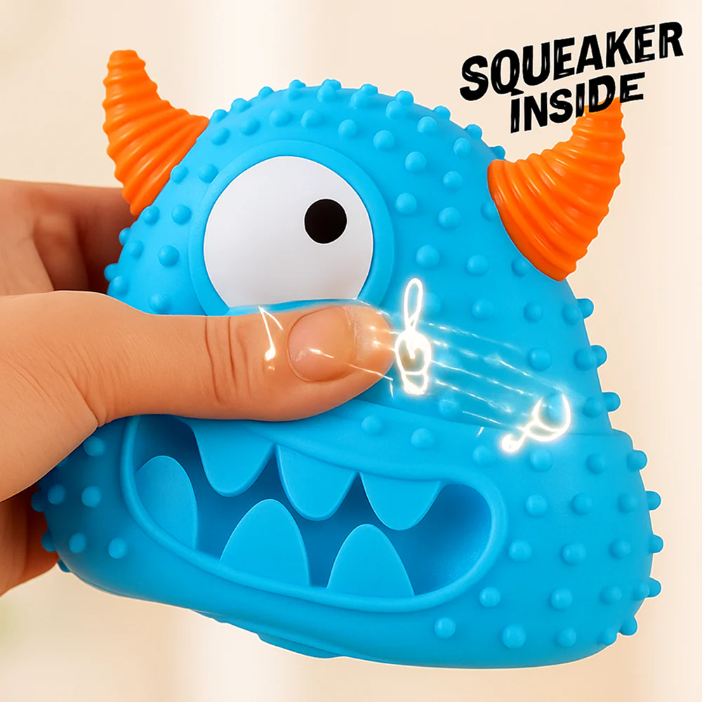 Talking Dog Club Monster Head Tough Rubber Chew Toy for Dogs (Blue) - Image 5