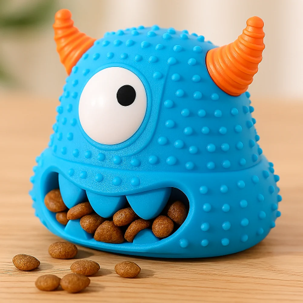 Talking Dog Club Monster Head Tough Rubber Chew Toy for Dogs (Blue) - Image 6