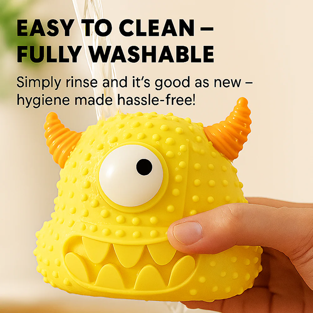 Talking Dog Club Monster Head Tough Rubber Chew Toy for Dogs (Yellow) - Image 5