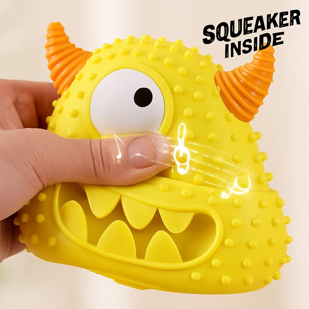 Talking Dog Club Monster Head Tough Rubber Chew Toy for Dogs (Yellow) - Image 6