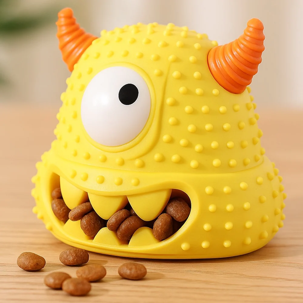 Talking Dog Club Monster Head Tough Rubber Chew Toy for Dogs (Yellow) - Image 7