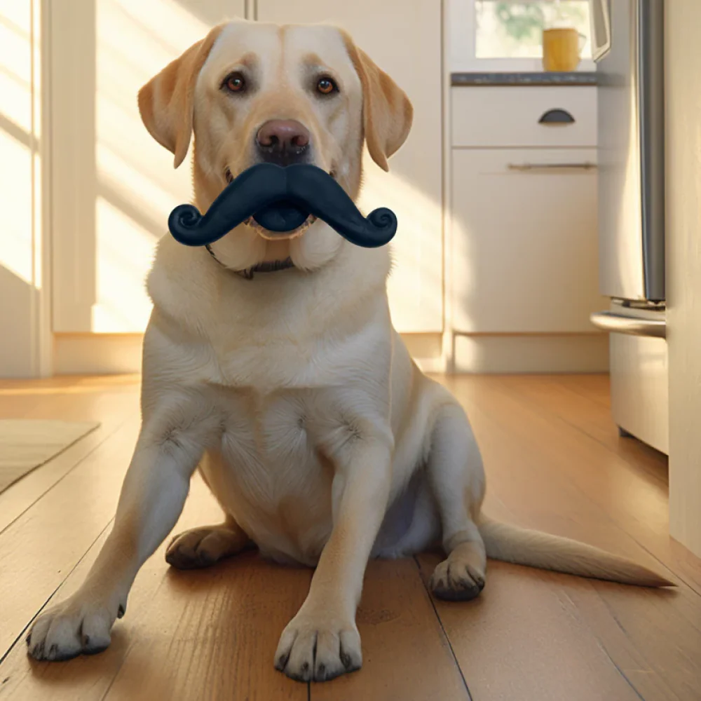 Talking Dog Club Moustache Squeaky Toy for Dogs (Black) - Image 5