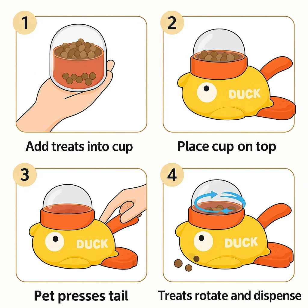Talking Dog Club Oh Duck 3 Portion Cups Included Treat Dispenser for Dogs and Cats - Image 2