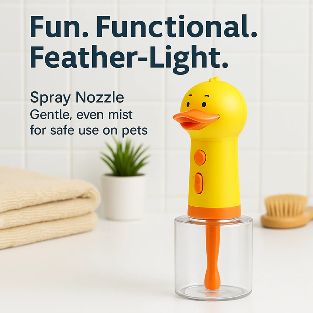 Talking Dog Club Oh Duck Shampoo Dispenser Spray with Free Bath brush for Dogs and Cats (Yellow) - Image 10