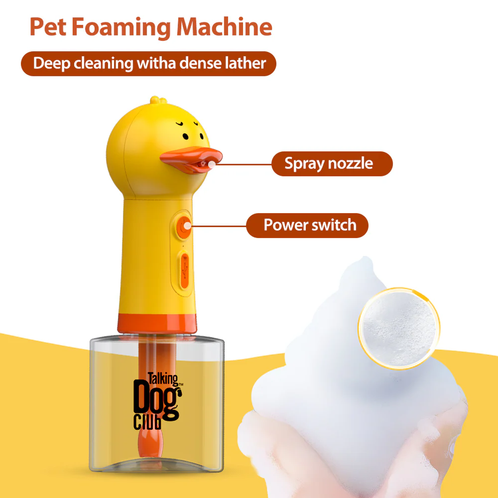 Talking Dog Club Oh Duck Shampoo Dispenser Spray with Free Bath brush for Dogs and Cats (Yellow) - Image 13