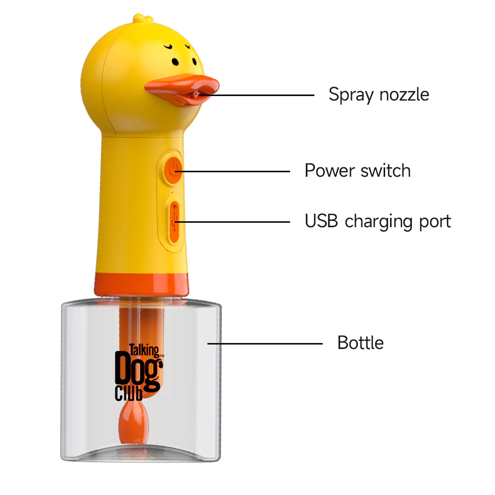 Talking Dog Club Oh Duck Shampoo Dispenser Spray with Free Bath brush for Dogs and Cats (Yellow) - Image 6