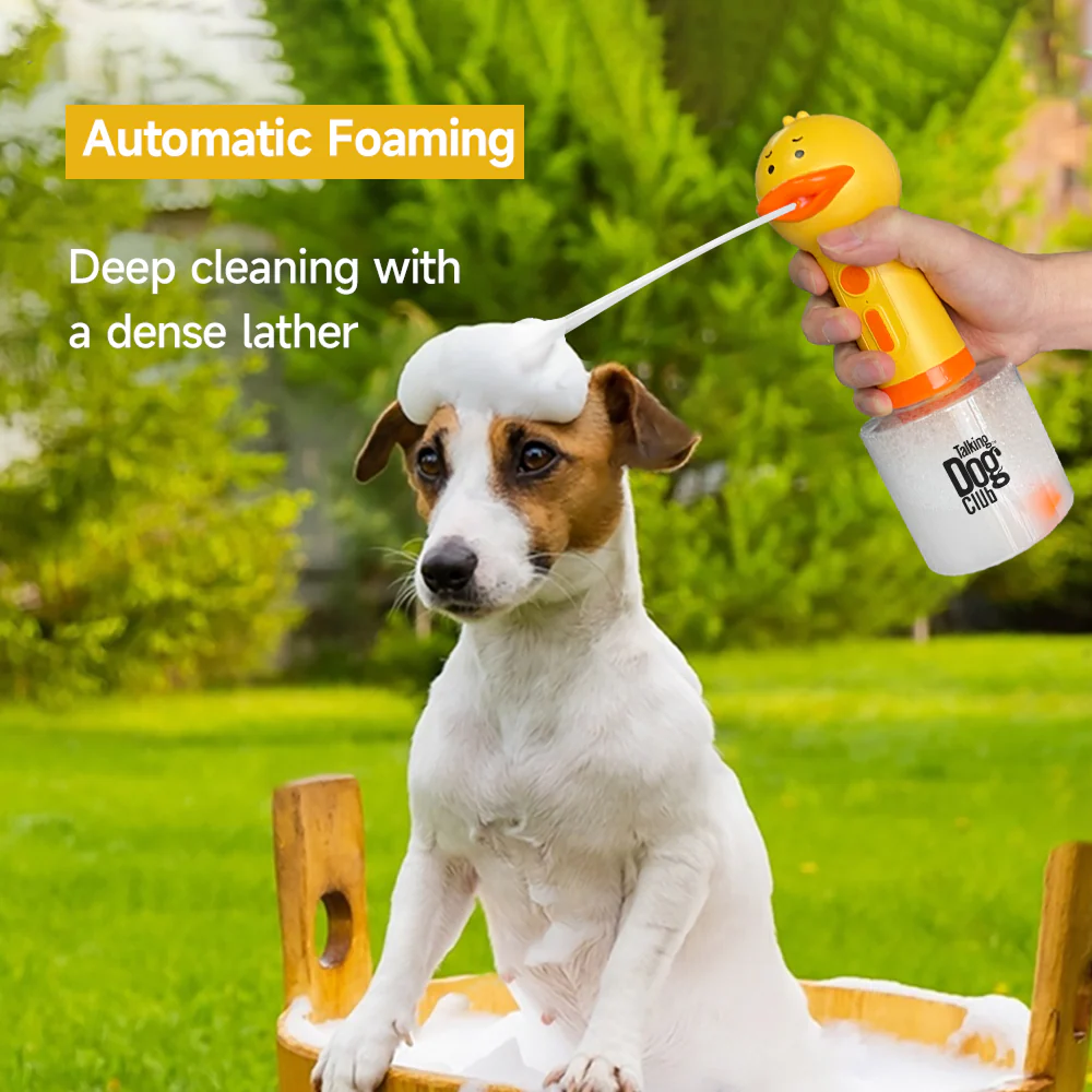 Talking Dog Club Oh Duck Shampoo Dispenser Spray with Free Bath brush for Dogs and Cats (Yellow) - Image 8