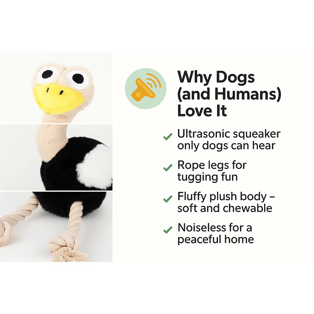 Talking Dog Club Ostritch Plush Toy for Dogs (White) - Image 6
