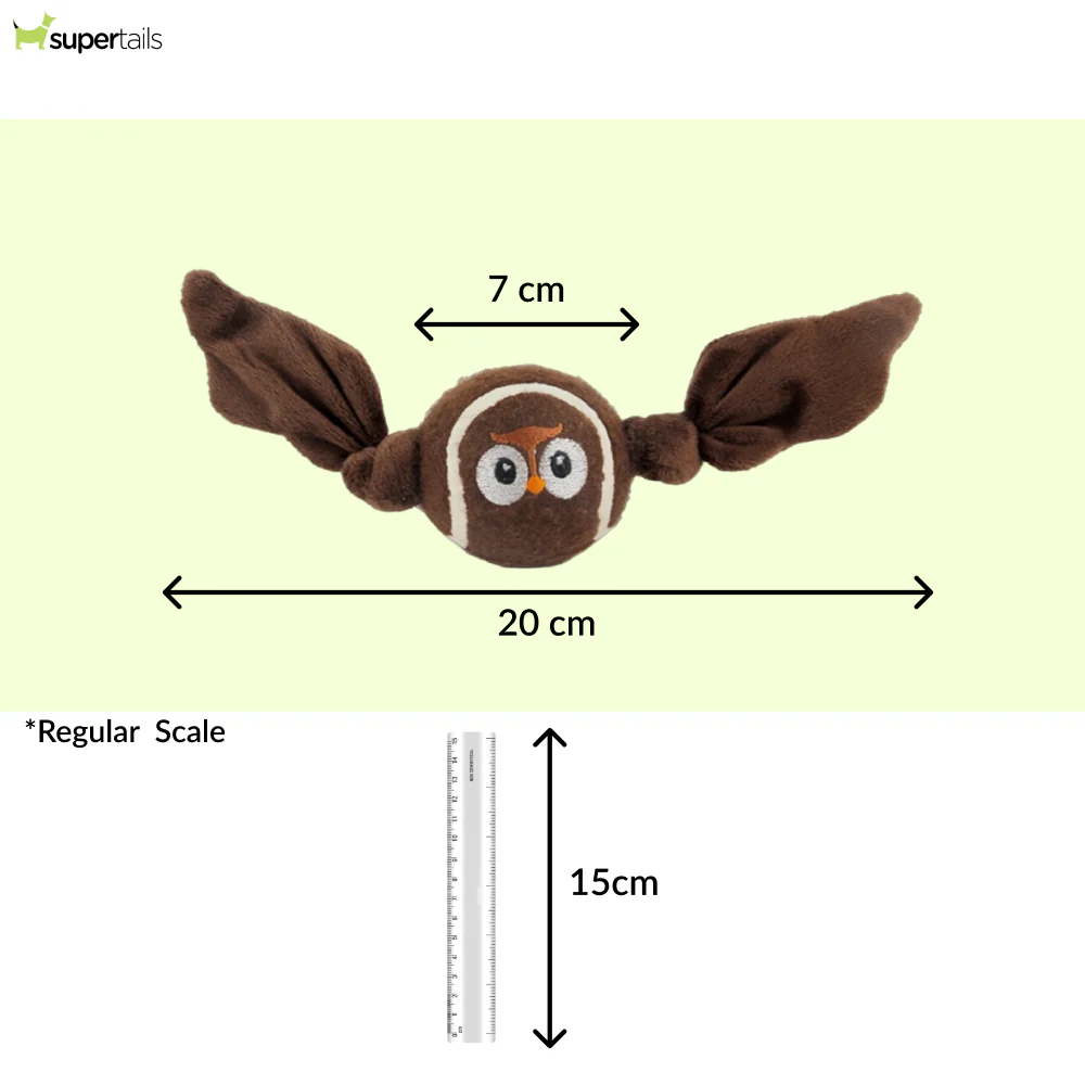 Talking Dog Club Owl Ball with Wings Toy for Dogs (Brown) - Image 2