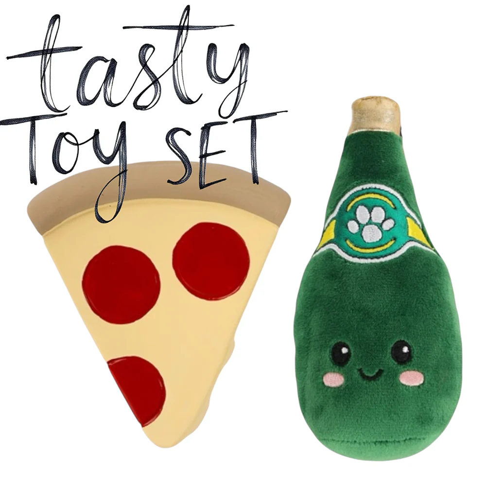 Talking Dog Club Pizza with Perrier Party Combo Plush Toy for Dogs (Red and Green) - Image 8