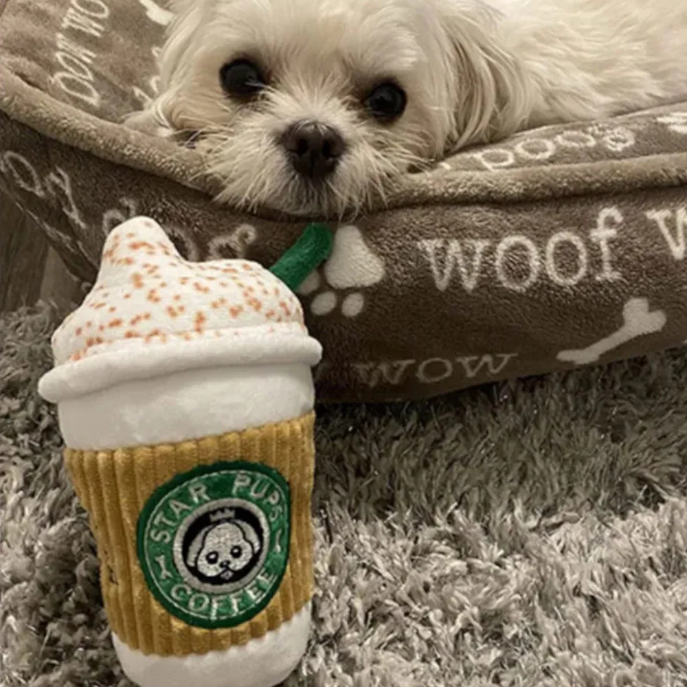 Talking Dog Club Pup Cup Plush Toy for Dogs (White) - Image 4