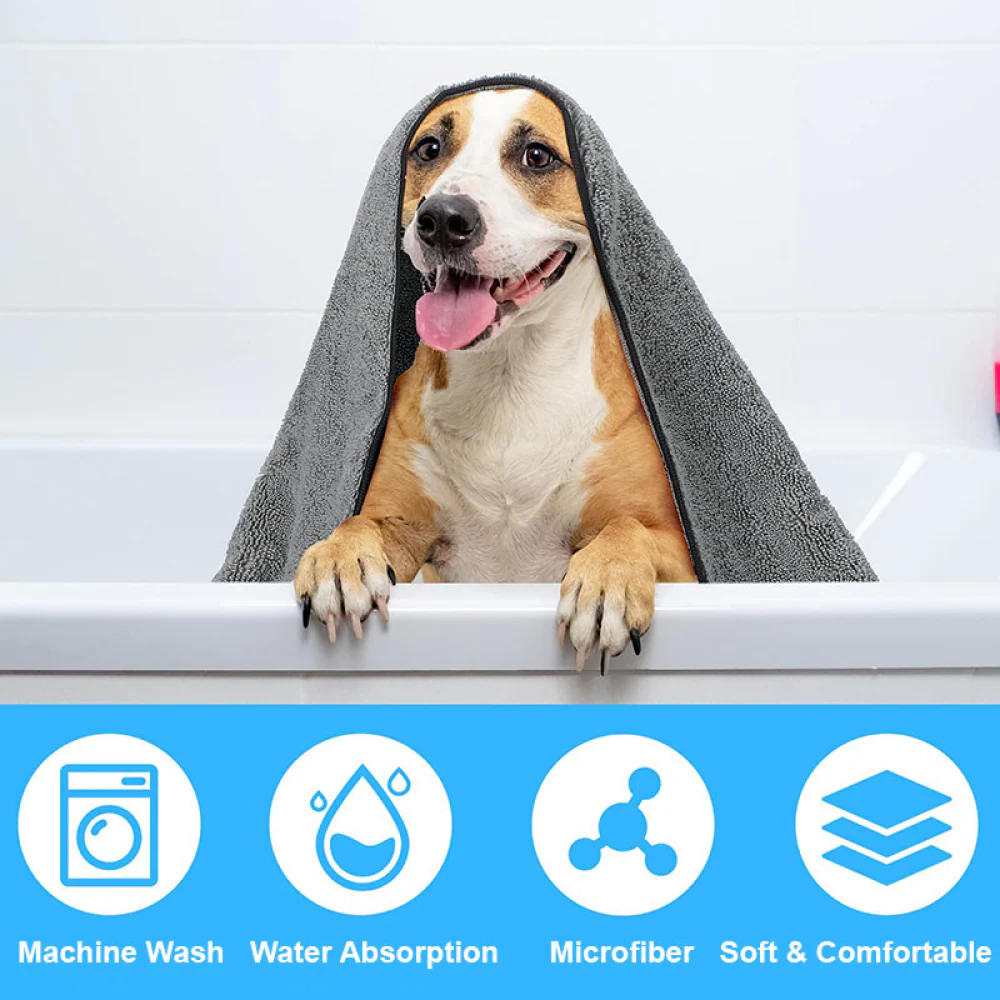 Talking Dog Club Quick Dry Towel for Dogs and Cats (Grey) - Image 3