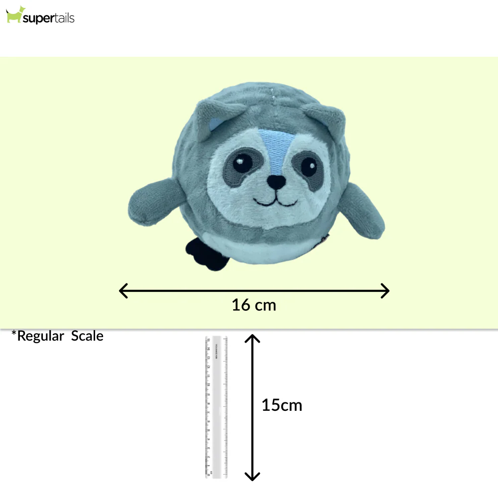 Talking Dog Club Raccoon Happy Bouncer Plush Ball Toy for Dogs (Grey) - Image 2