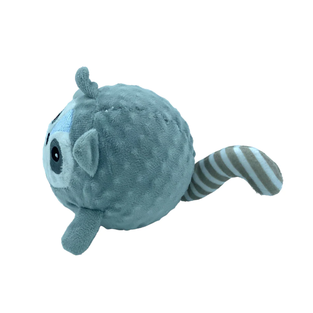 Talking Dog Club Raccoon Happy Bouncer Plush Ball Toy for Dogs (Grey) - Image 3