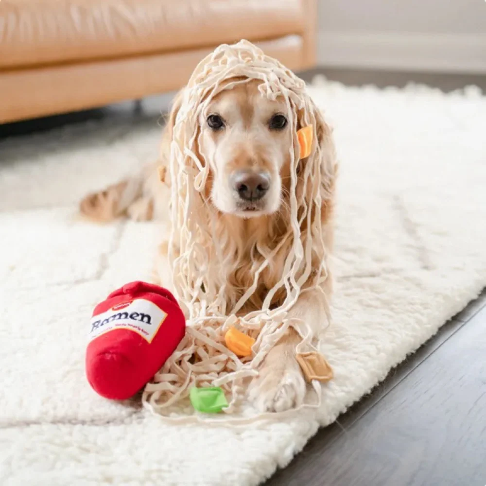 Talking Dog Club Ramen Noodles Interactive Plush Toy for Dogs (Red) - Image 6