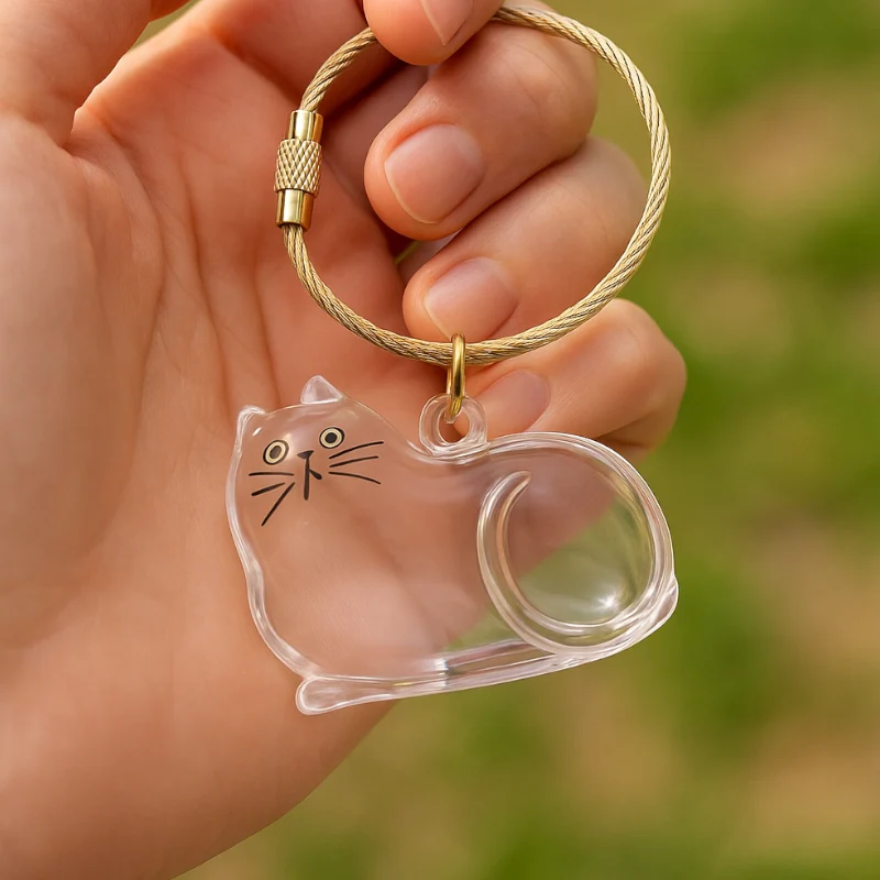 Talking Dog Club Resting Cat Hair Keepsake Capsule Key Chain - Image 2