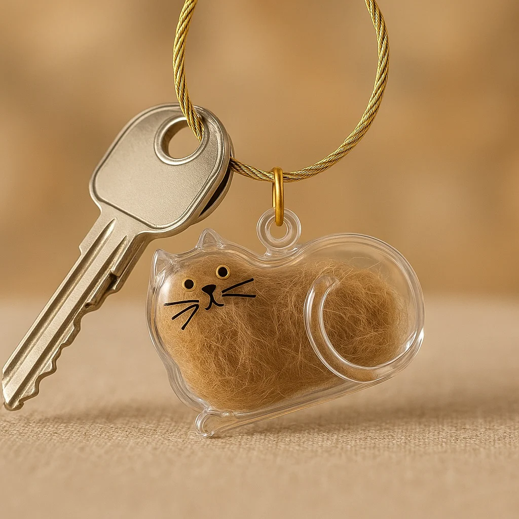 Talking Dog Club Resting Cat Hair Keepsake Capsule Key Chain - Image 4