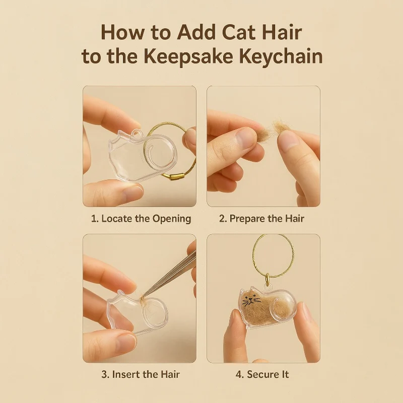 Talking Dog Club Resting Cat Hair Keepsake Capsule Key Chain - Image 5