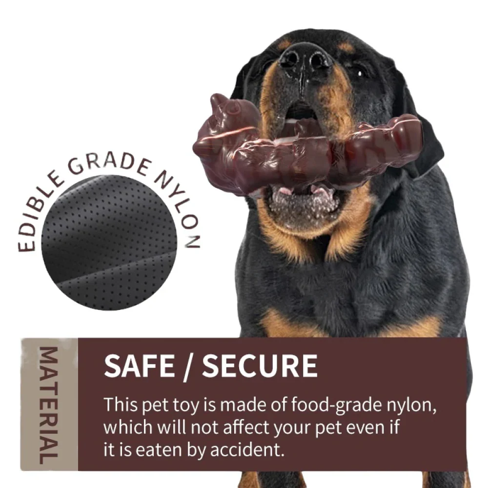 Talking Dog Club Rhino Nylon Bone Heavy Chew Toy for Dogs (Brown) - Image 6