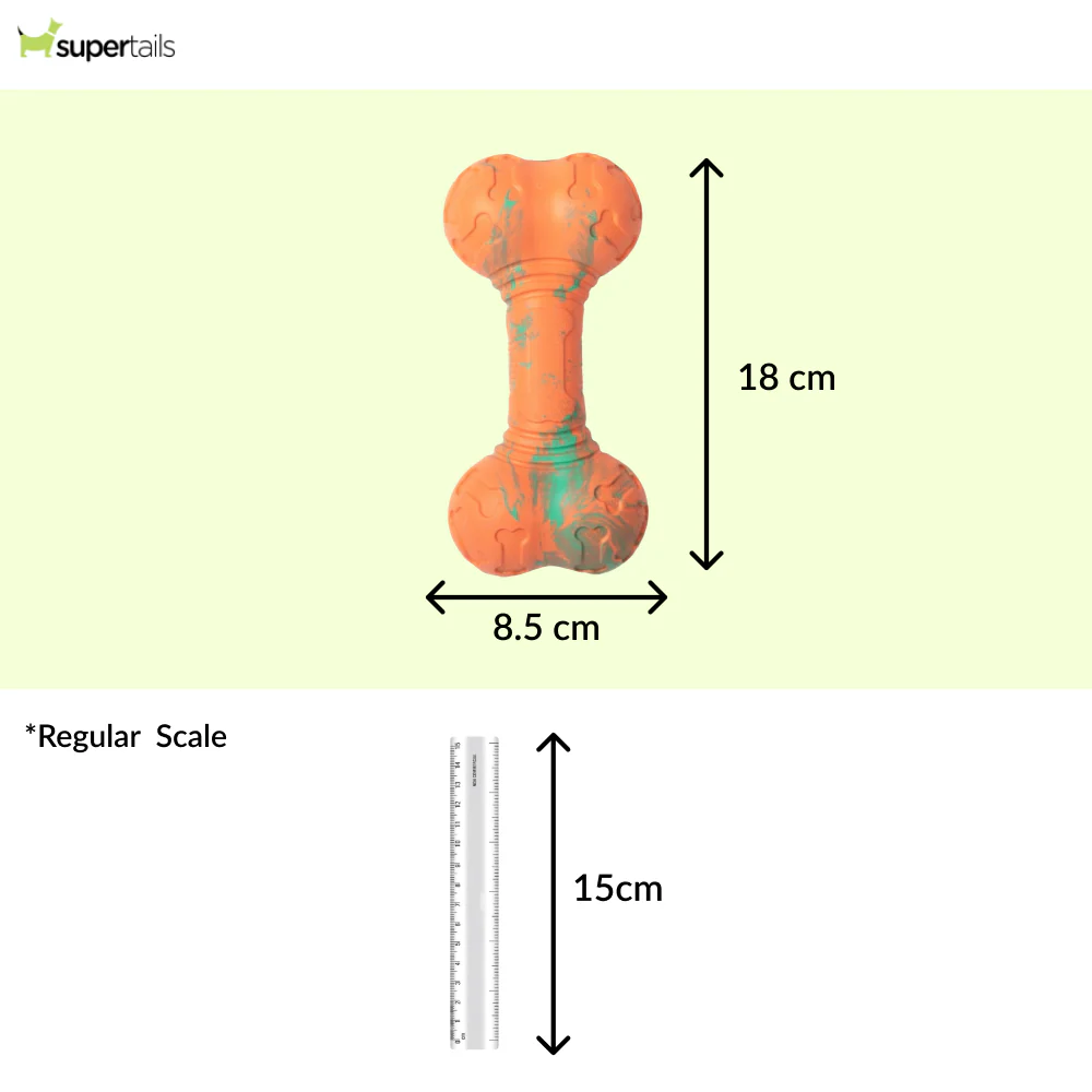 Talking Dog Club Rubber Bone Treat Dispenser Toy for Dogs (Orange) - Image 2
