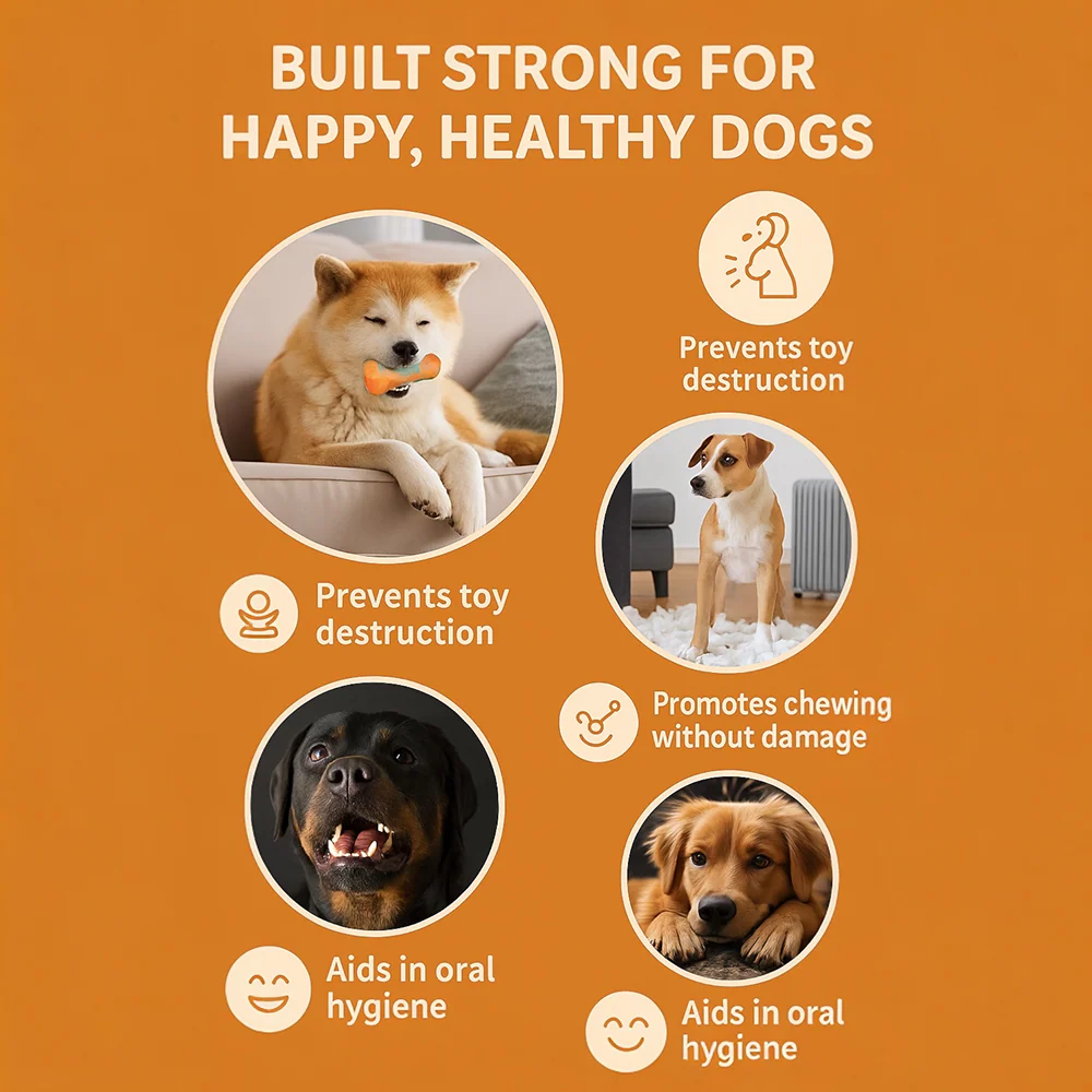 Talking Dog Club Rubber Bone Treat Dispenser Toy for Dogs (Orange) - Image 6