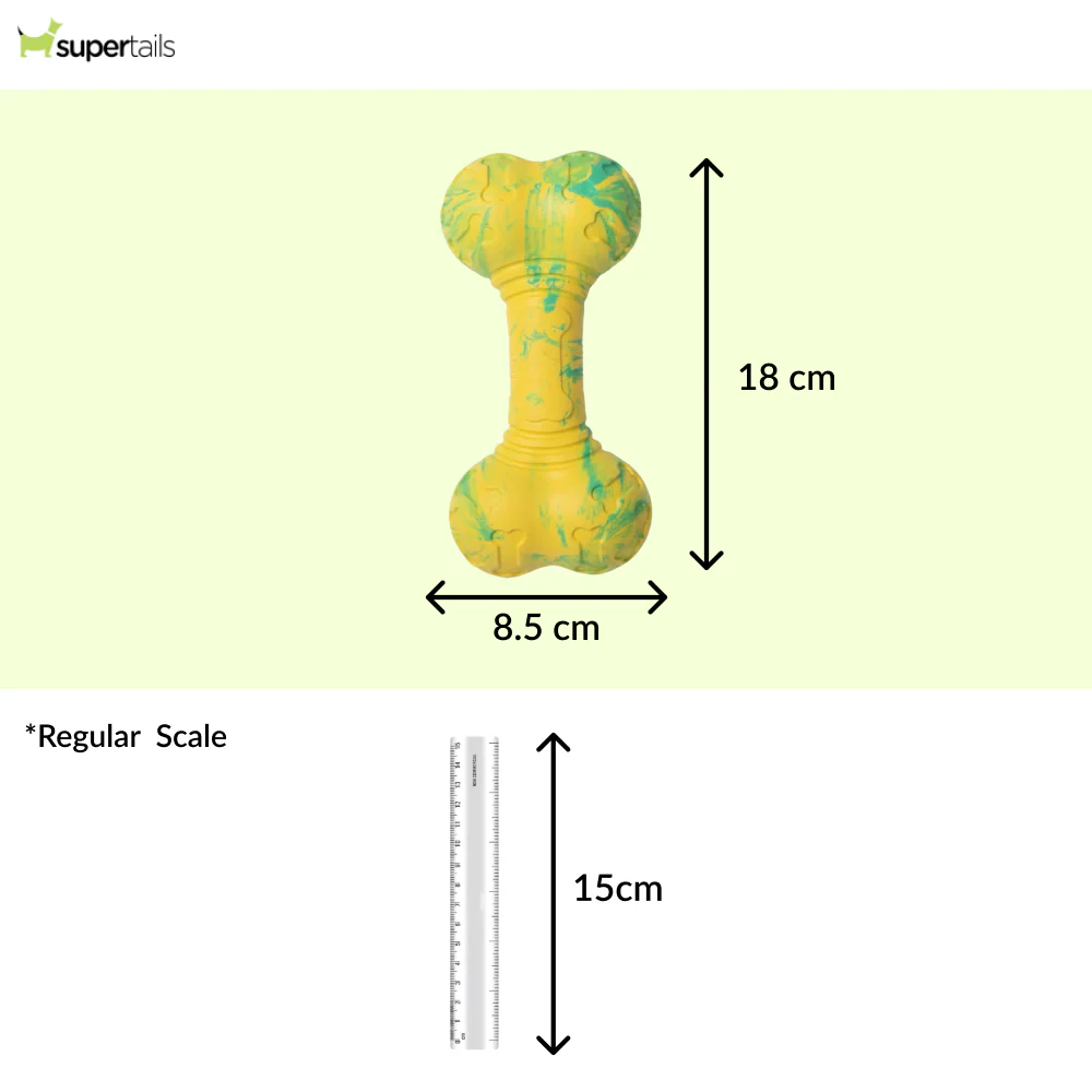 Talking Dog Club Rubber Bone Treat Dispenser Toy for Dogs (Yellow) - Image 2