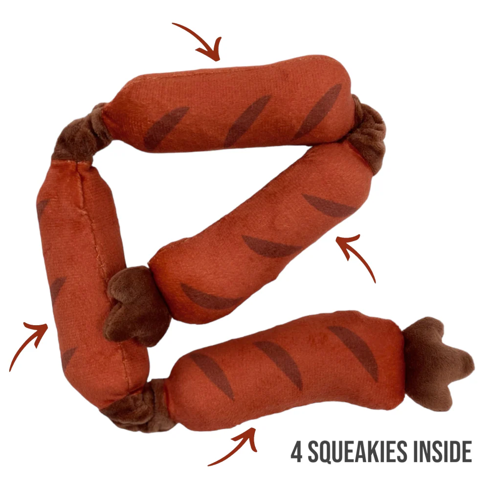 Talking Dog Club Sausage Rope Plush Toy for Dogs (Red) - Image 4