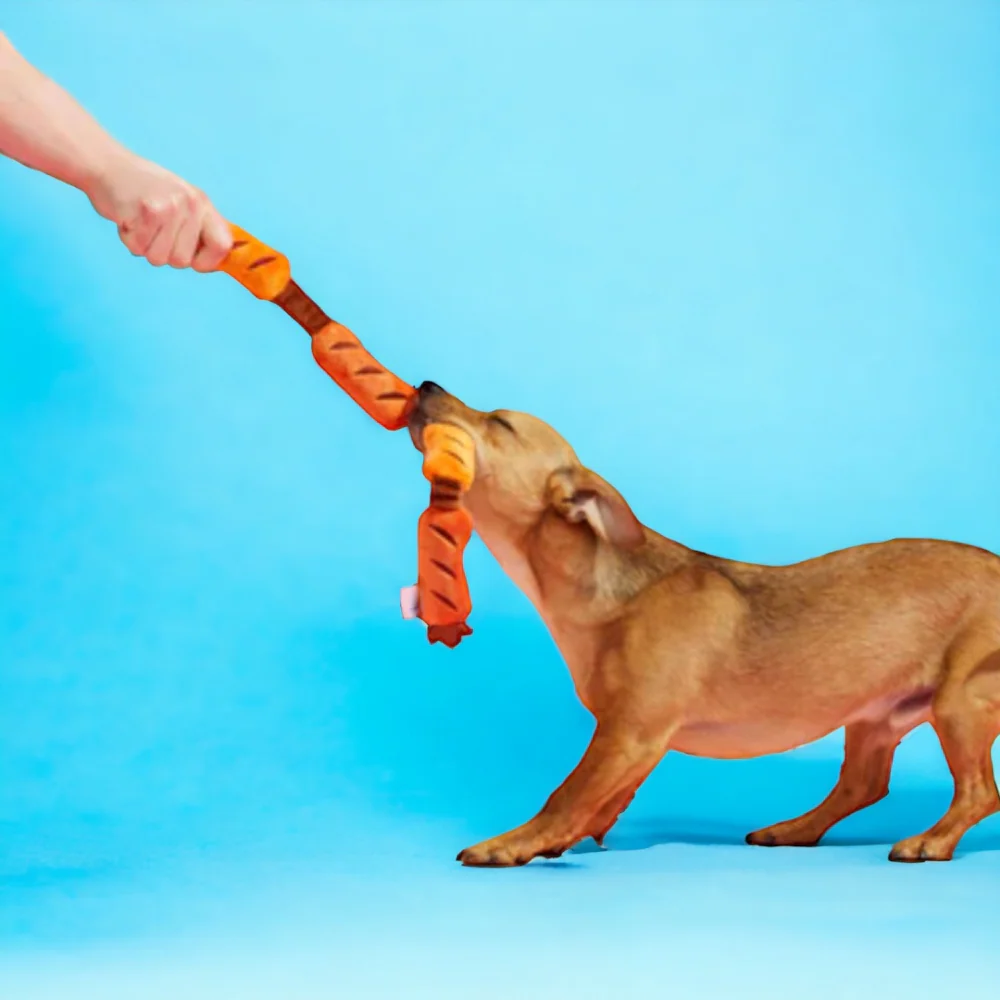 Talking Dog Club Sausage Rope Plush Toy for Dogs (Red) - Image 5