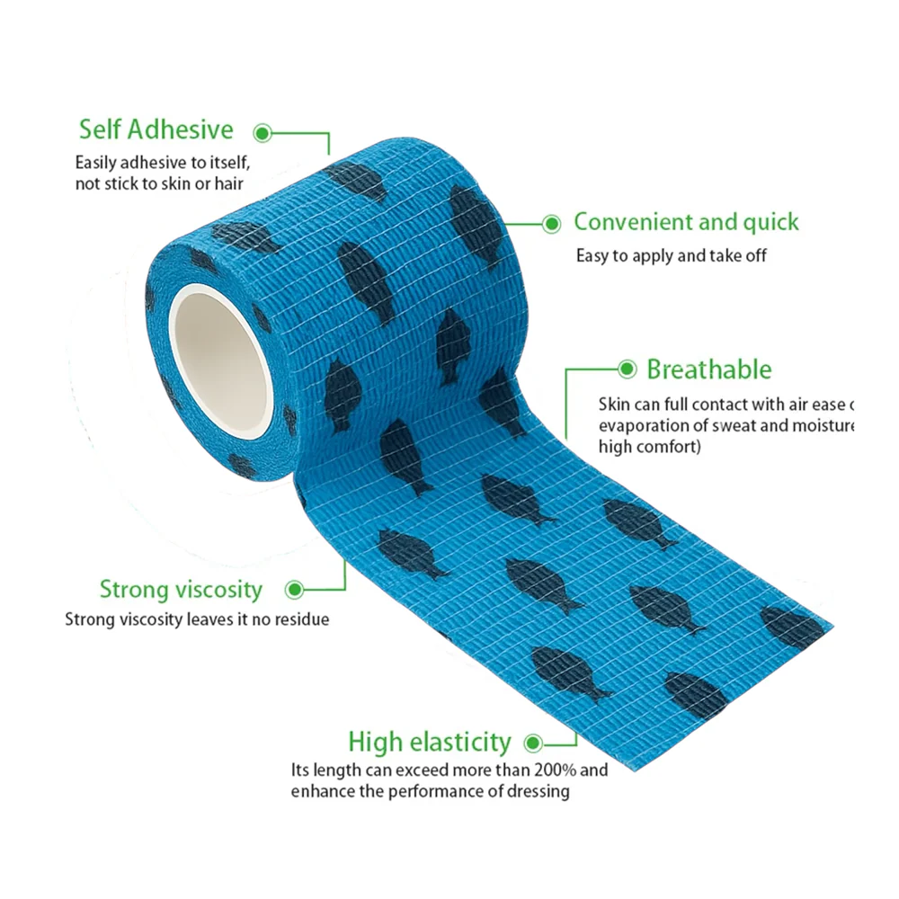 Talking Dog Club Self Adhesive Paws Wraps for Dogs (Blue Fish) - Image 5