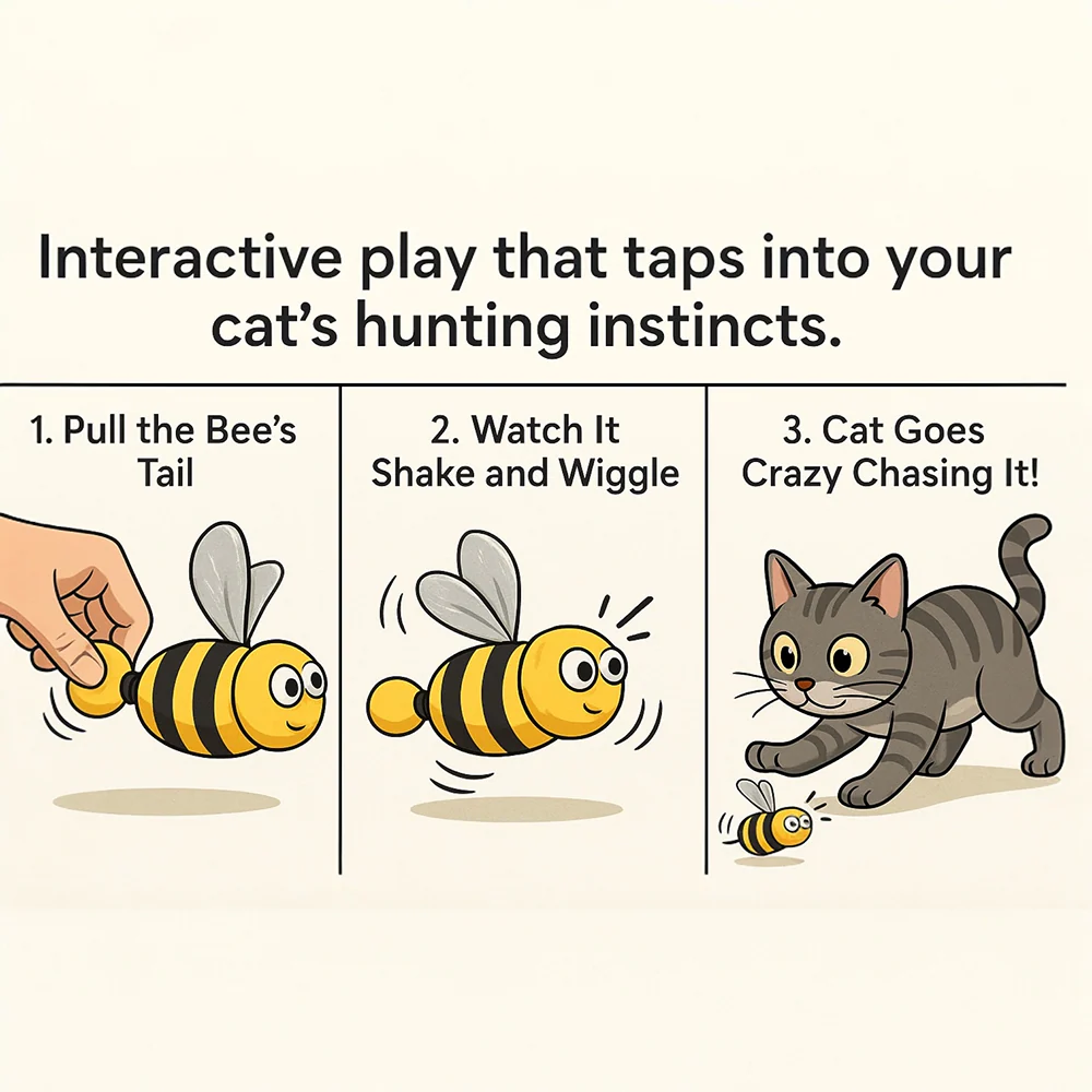 Talking Dog Club Shake a Bee Vibrating Catnip Toy for Cats (Yellow and Black) - Image 10