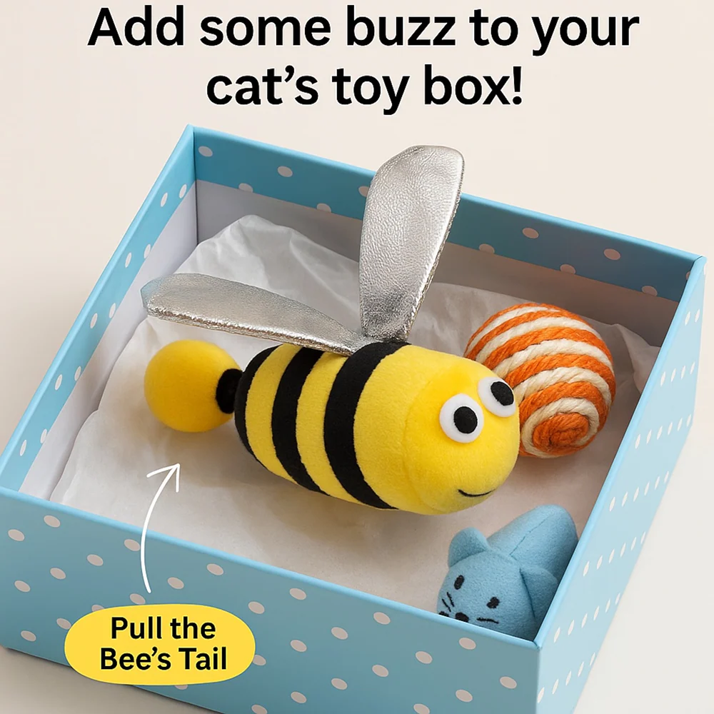 Talking Dog Club Shake a Bee Vibrating Catnip Toy for Cats (Yellow and Black) - Image 5