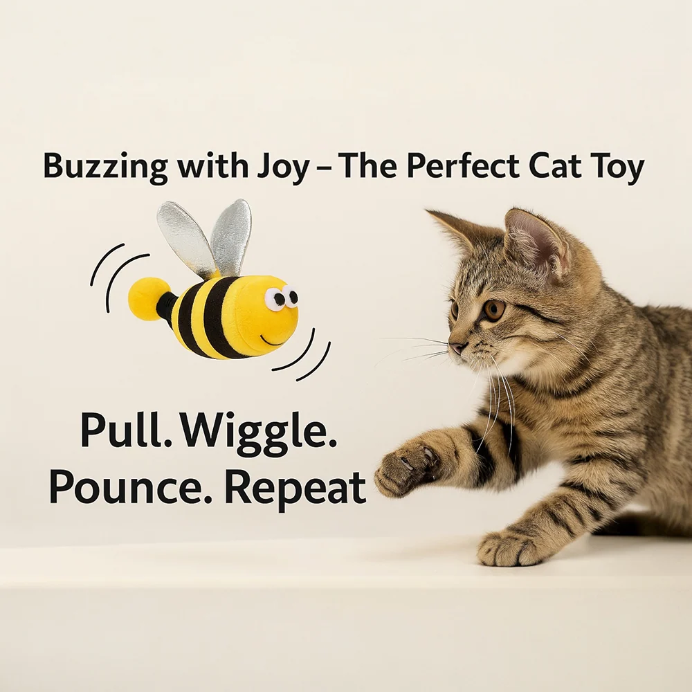 Talking Dog Club Shake a Bee Vibrating Catnip Toy for Cats (Yellow and Black) - Image 9