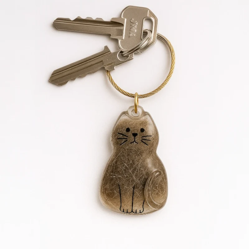 Talking Dog Club Sitting Cat Hair Keepsake Capsule Key Chain - Image 2