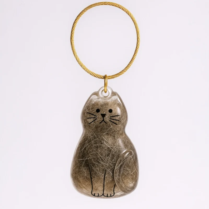 Talking Dog Club Sitting Cat Hair Keepsake Capsule Key Chain - Image 5