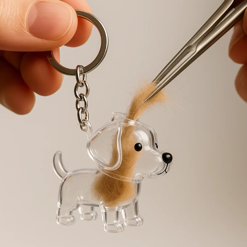 Talking Dog Club Standing Dog Hair Keepsake Capsule Key Chain - Image 6