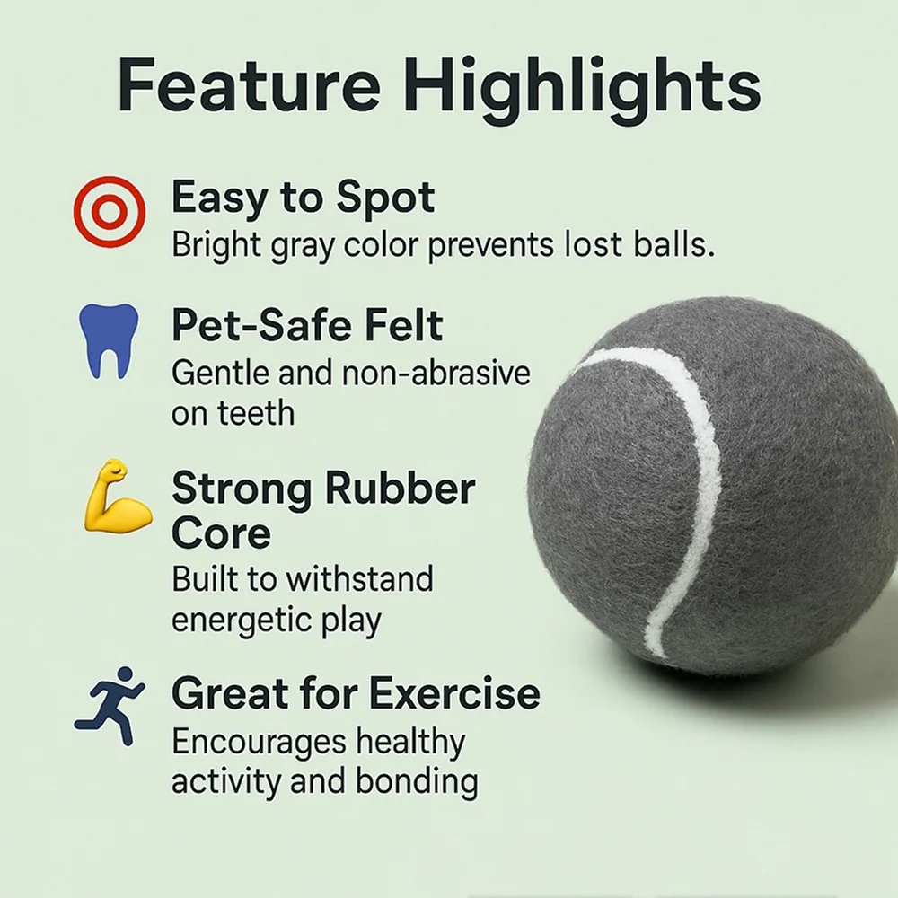 Talking Dog Club Tennis Ball Toy for Dogs (Grey) - Image 6