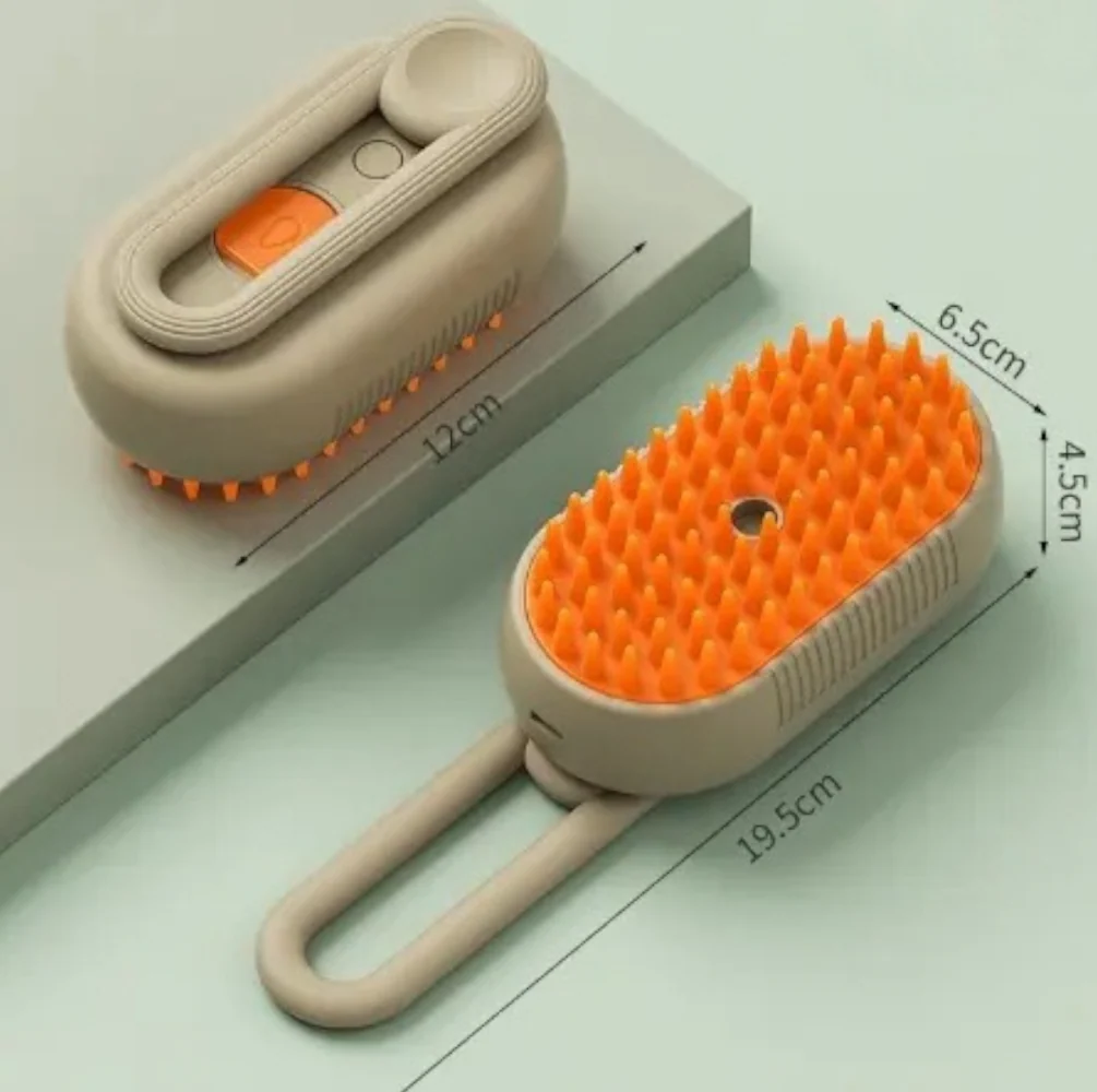 Talking Dog Club Three in One Pet Steam Smart Grooming Brush for Dogs and Cats (Light Brown) - Image 2