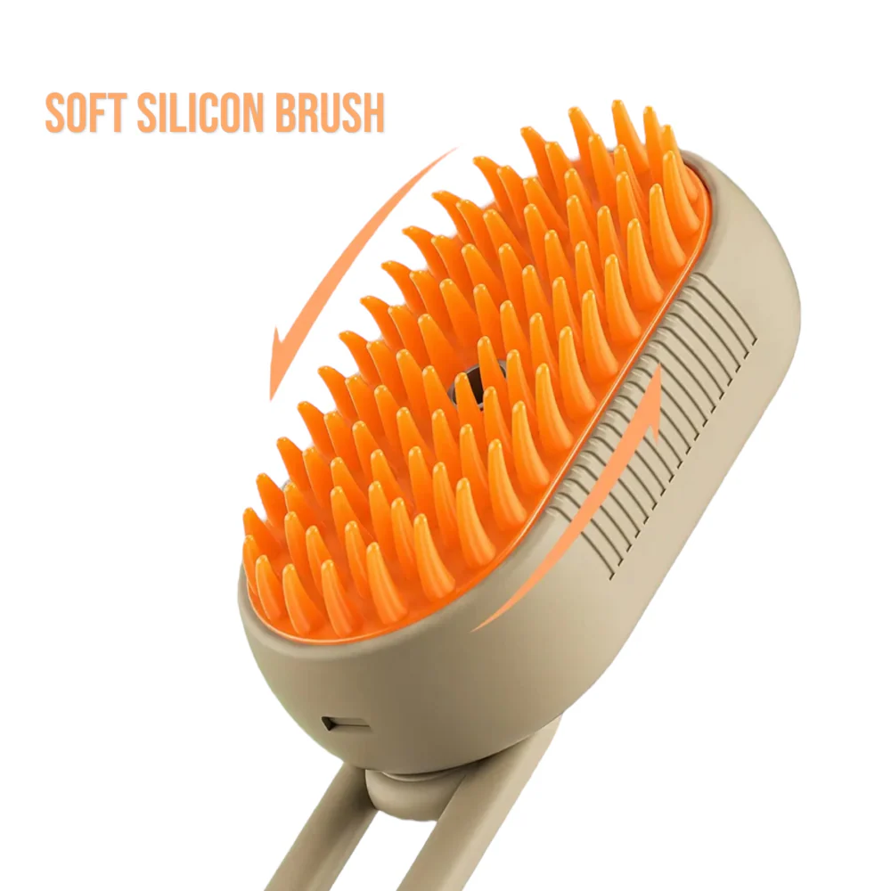 Talking Dog Club Three in One Pet Steam Smart Grooming Brush for Dogs and Cats (Light Brown) - Image 3