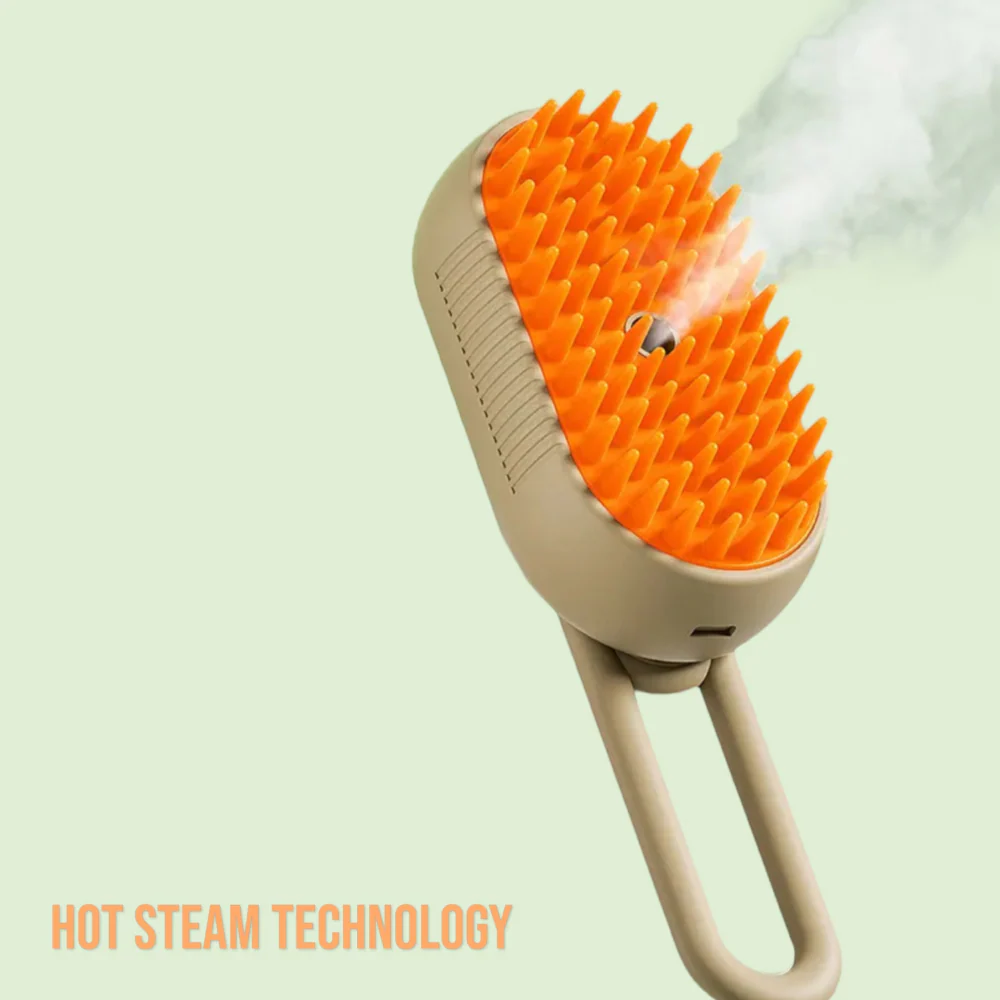Talking Dog Club Three in One Pet Steam Smart Grooming Brush for Dogs and Cats (Light Brown) - Image 4